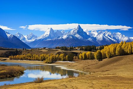 冬春山川美景山川秀丽的美景背景