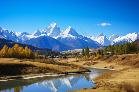 山水之间的小河背景