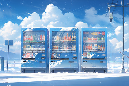 冰雪中简约的售货机背景图片