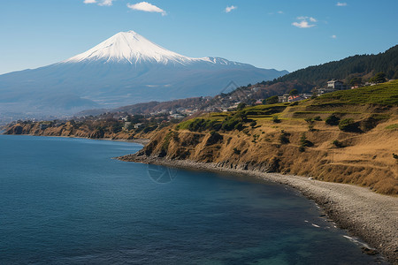 户外的山脉和湖泊背景图片