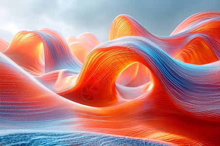丝织物虚拟的橙色海浪设计图片