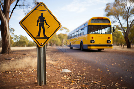 乡村学校的巴士停车站背景图片