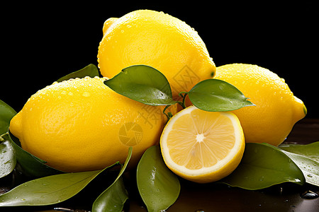 清新多汁的柠檬水果背景图片