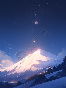 冰雪皑皑的山峰背景图片