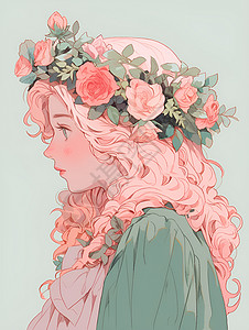 花冠少女的艺术画像背景图片