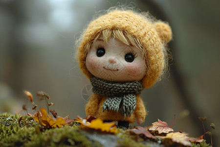 森林的毛毡娃娃背景图片