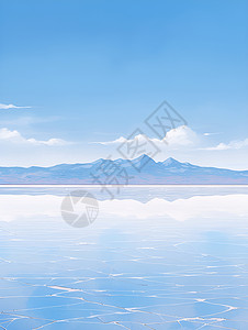 浩瀚湛蓝的湖面背景图片
