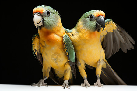 脊椎动物两只多彩的鹦鹉背景