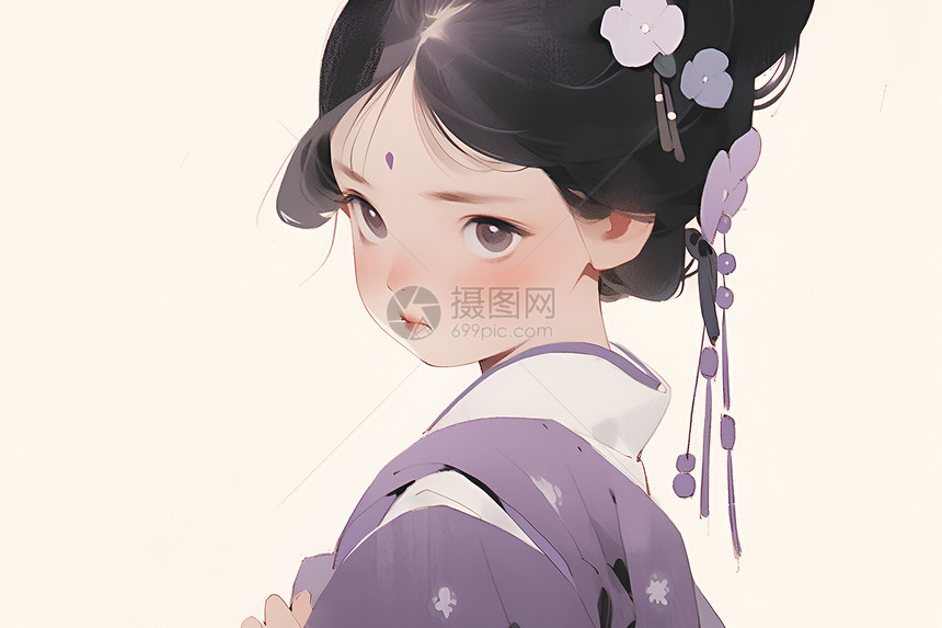 紫色汉服少女图片