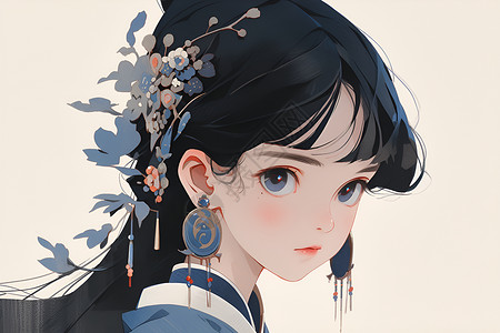 玉坠素材宫廷少女插画插画