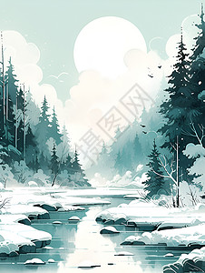 冬日小溪背景图片