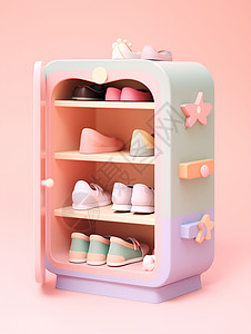 奢侈品鞋子可爱的鞋柜插画