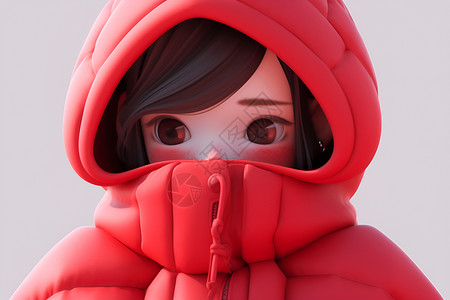 红色外套的女孩背景图片