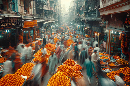 蔬菜陈列热闹的街头市场背景