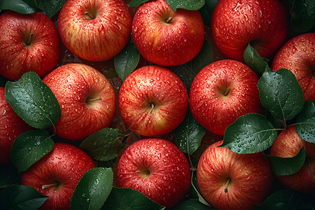 新鲜的红色苹果背景图片