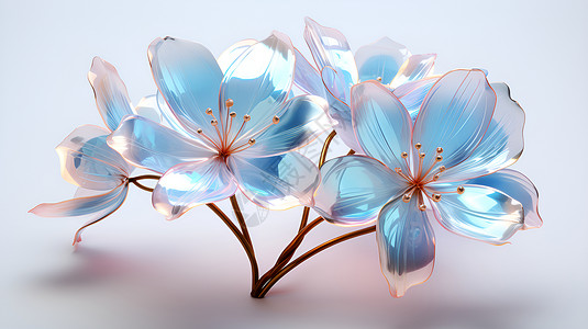 亮丽的透明蓝色郁金香花束背景图片