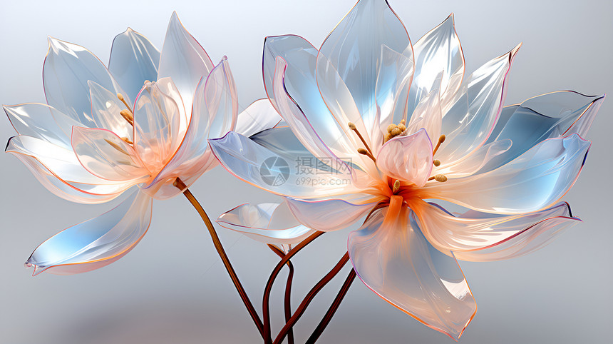透明的玻璃材质花朵图片