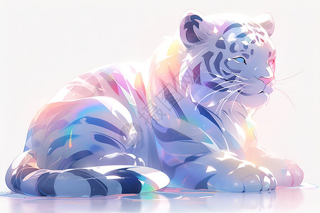 彩虹幻梦中的白虎背景图片