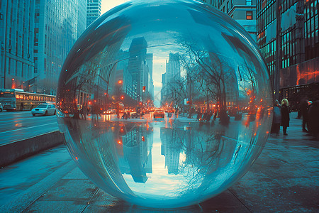 街道景观玻璃球视觉冲击设计图片