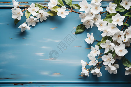 蓝色背景中的白花背景图片