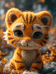 毛绒可爱的小老虎背景图片