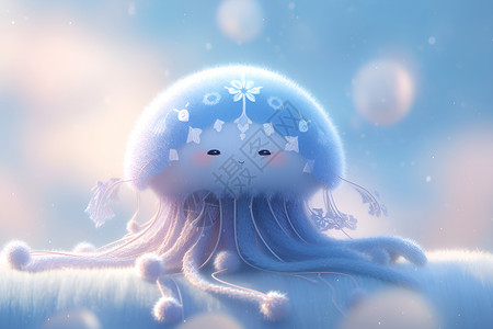 海蜇可爱的动物水母毛毡插画