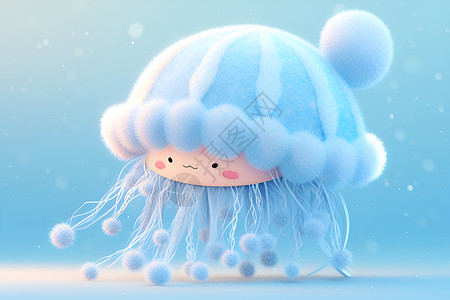 海蜇蓝色的章鱼插画