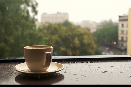 雨中咖啡馆背景图片