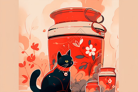 可爱的猫咪插画背景图片