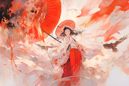 红伞仙子背景图片