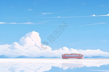 广阔盐湖的插画背景图片