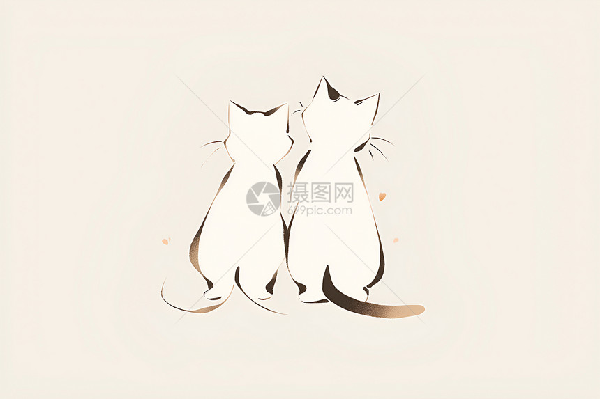 两只可爱的猫咪背影图片