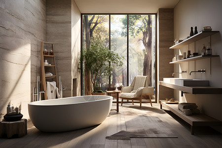 室内的浴缸设计背景图片