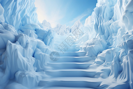 冰雪台阶背景图片