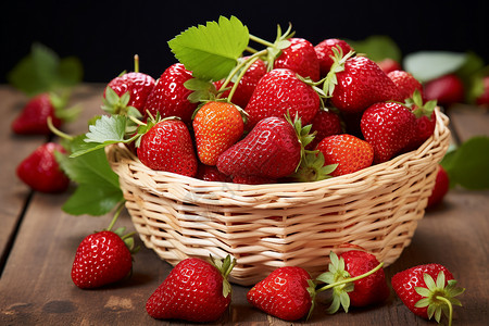 篮中的新鲜草莓高清图片