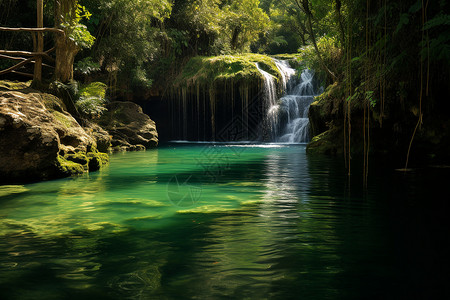 翠绿瀑布背景图片
