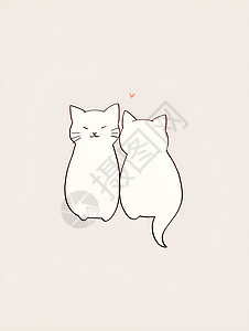 猫咪情侣简约线条插画背景图片