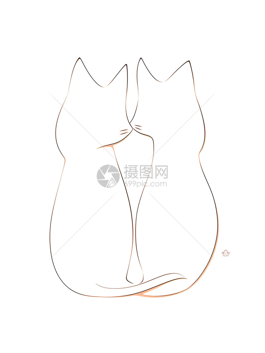 线条简洁猫咪插画图片