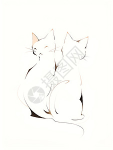 双猫素描猫咪插画背景图片