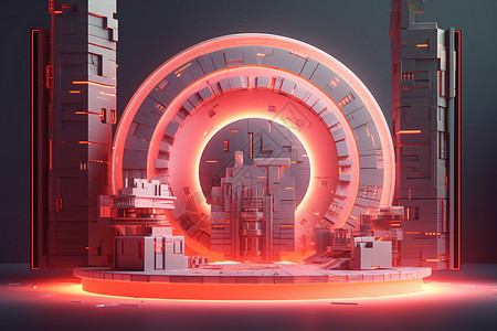 未来城市圆环背景图片