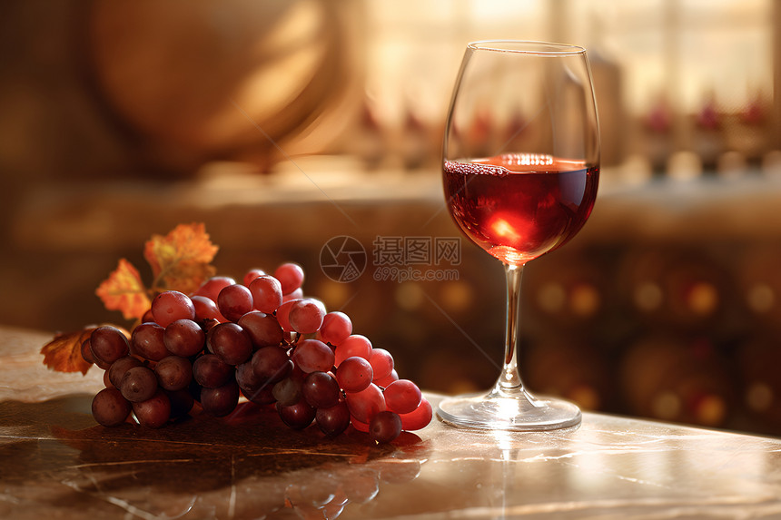 葡萄和红酒图片