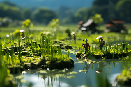 绿油油稻田田园自然微距景观设计图片