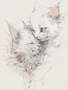 手绘的猫咪背景图片
