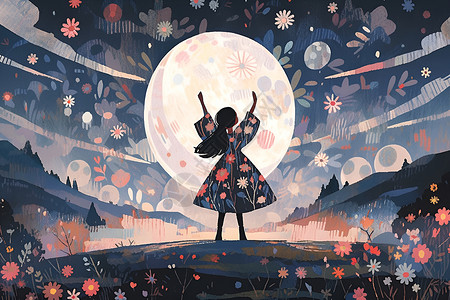 舞动在月光下的小舞者背景图片