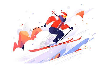 激情与速度速度与激情的滑雪者插画