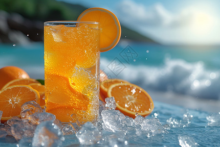 畅享儿童节夏日清凉畅享冰镇橙汁背景