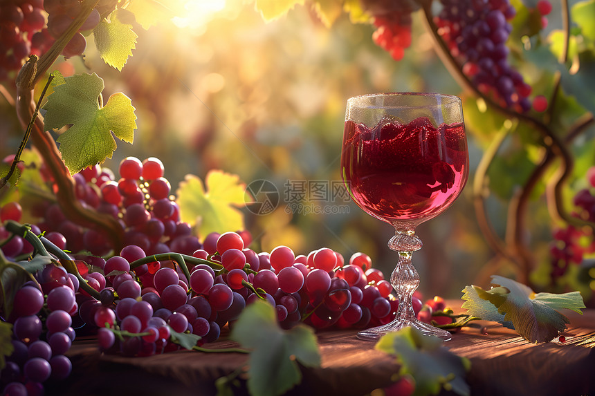 葡萄和杯子图片