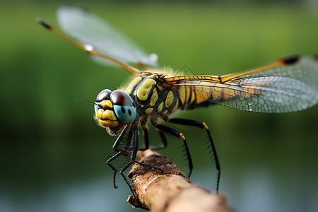 薄如蝉翼蜻蜓昆虫的特写镜头背景
