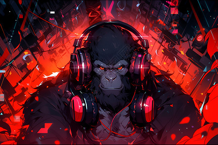 红光中的大猩猩背景图片