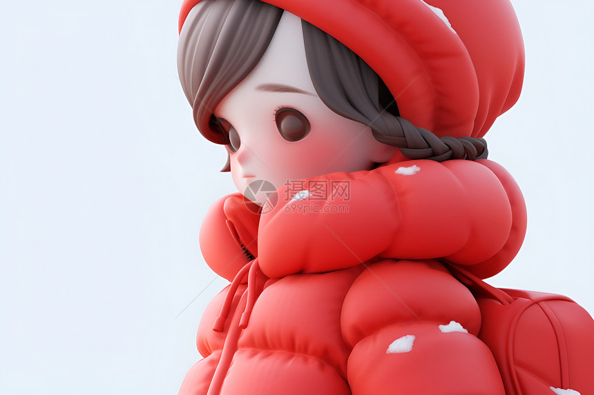 雪中的少女图片
